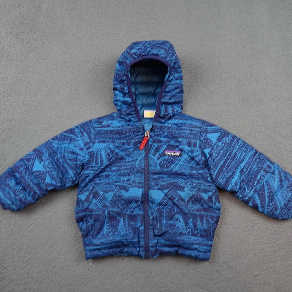 Patagonia Blue Patterned Hooded Jacket, Reversible